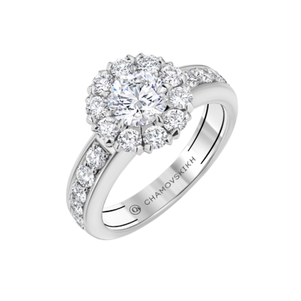 Кольцо с бриллиантами, белое золото