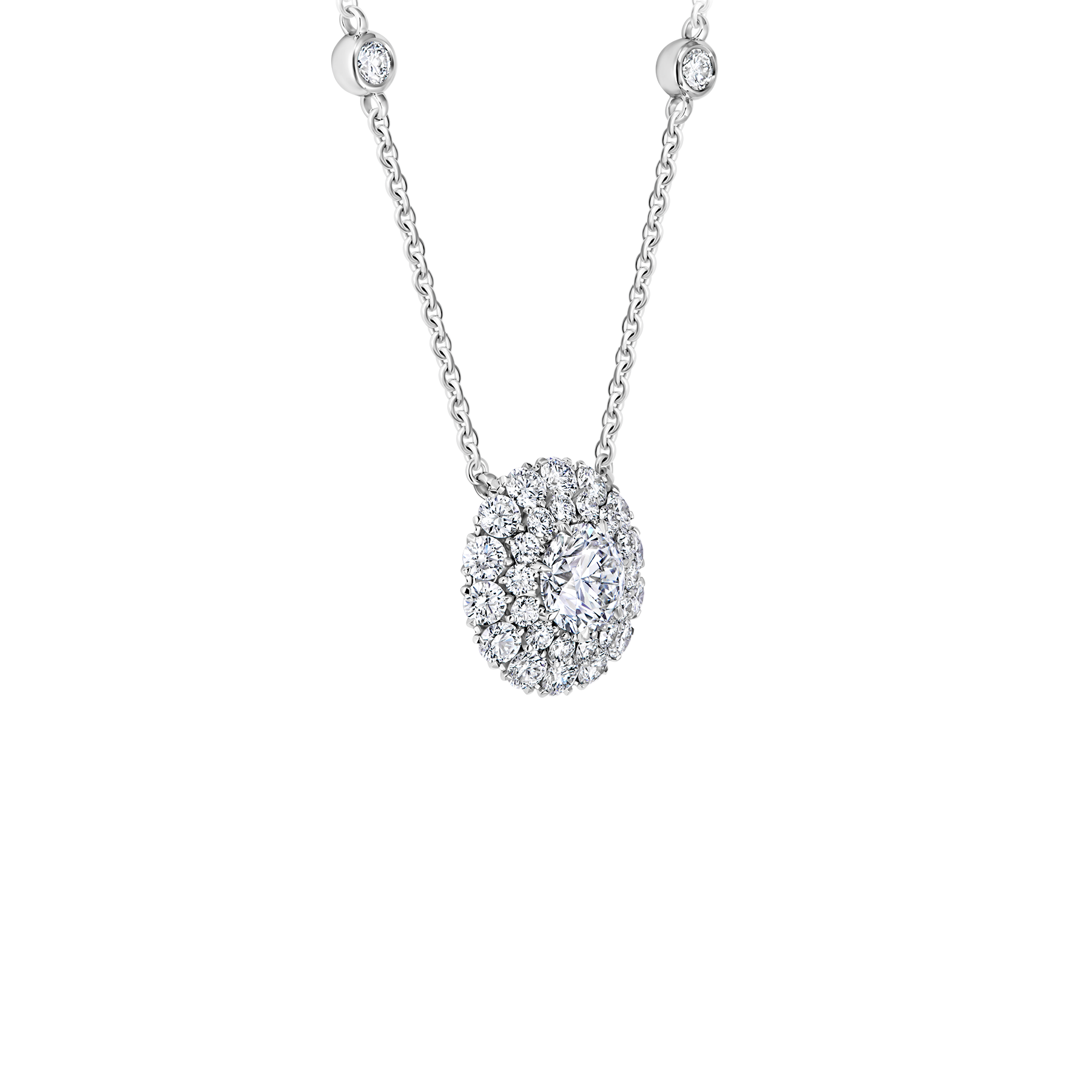 Колье с бриллиантами, белое золото