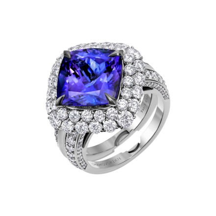 Кольцо с танзанитом и бриллиантами, белое золото 2