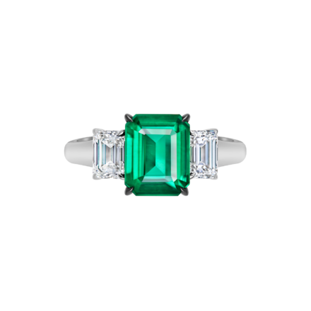 Кольцо с изумрудом и бриллиантами, белое золото 2