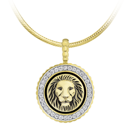 Подвес с бриллиантами, желтое золото, н.керамика