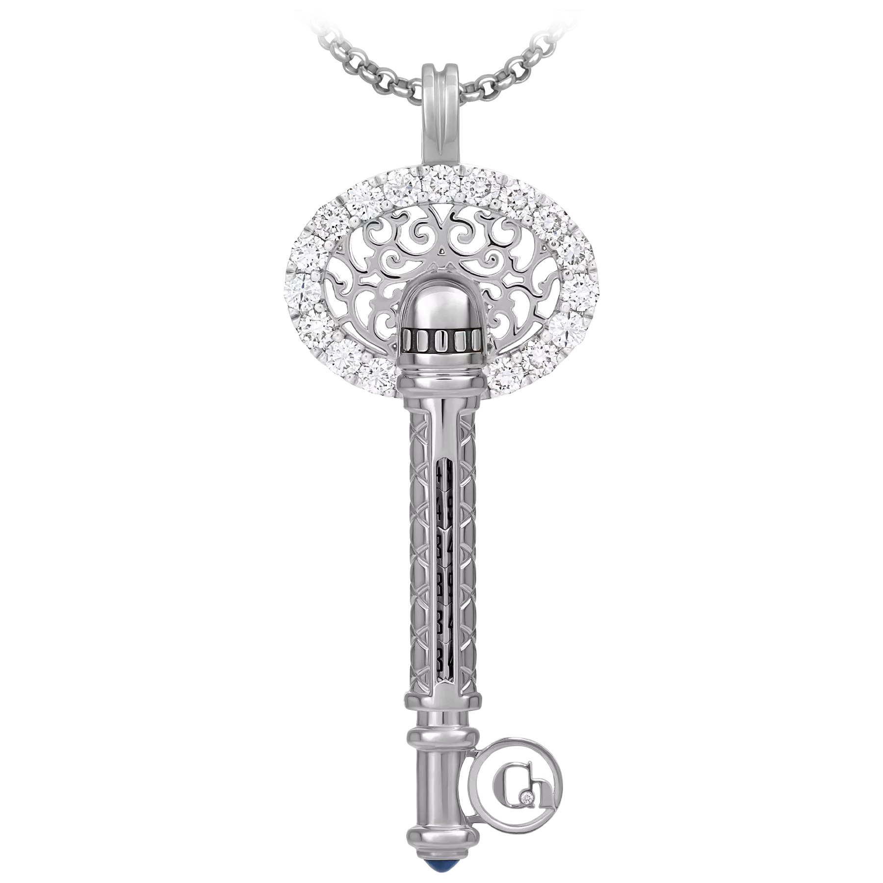 Подвес с сапфиром и бриллиантами, белое золото