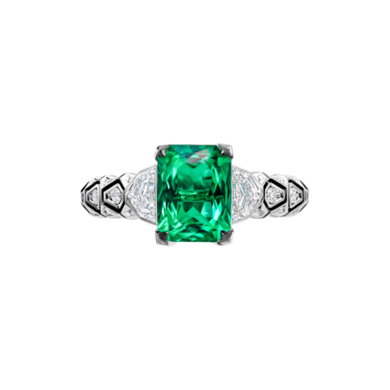 Кольцо с изумрудом и бриллиантами, белое золото, н.керамика 2