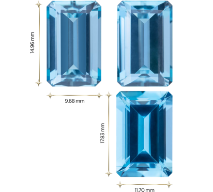 Сет из трех аквамаринов, Изумрудная, 2 шт. 16,61 ct/ 1 шт. 11,11 ct 3