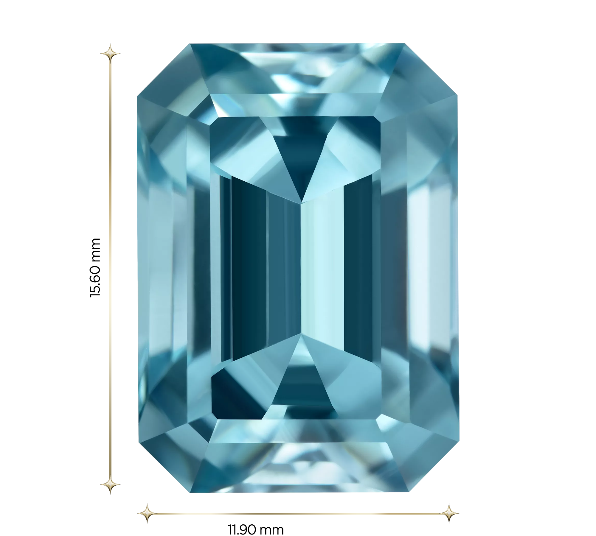 Аквамарин, Изумрудная огранка, 14,86 ct