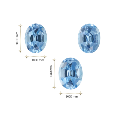 Сет из трёх аквамаринов, Овал, 2-4.87 ct/ 1-2.97 ct 3