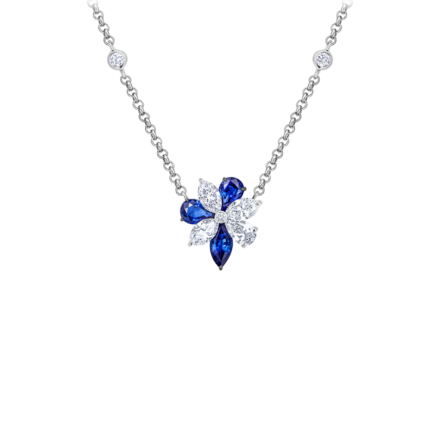 Колье с сапфирами и бриллиантами, белое золото