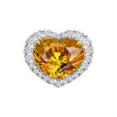 Кольцо с желтым сапфиром и бриллиантами, белое золото