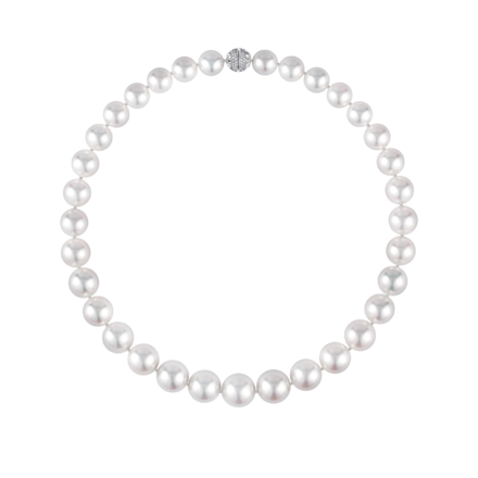 Колье с белым жемчугом и бриллиантами, белое золото