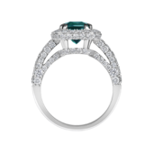 Кольцо с турмалином индиголитом и бриллиантами, белое золото