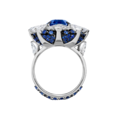 Кольцо с сапфирами и бриллиантами, белое золото