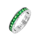 Кольцо с тсаворитами и бриллиантами, белое золото