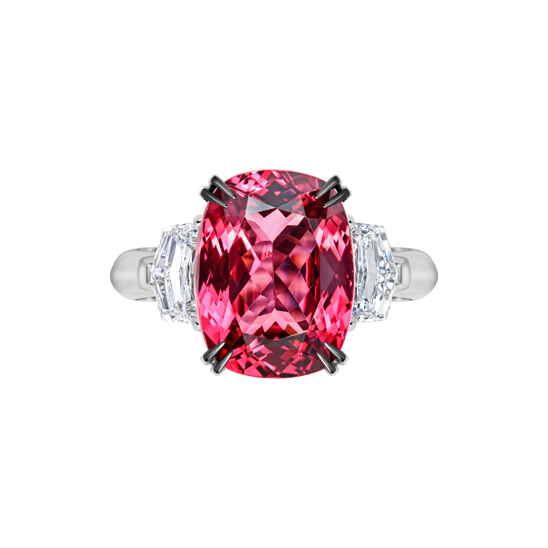 Кольцо со шпинелью и бриллиантами, белое золото