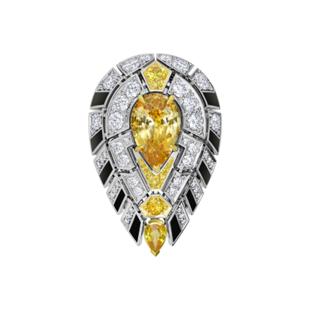 Кольцо с желтыми сапфирами и бриллиантами, белое золото 2