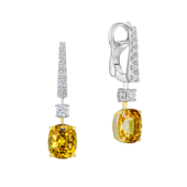 Серьги с желтыми сапфирами и бриллиантами, белое золото