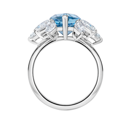 Кольцо с аквамарином и бриллиантами, белое золото 3