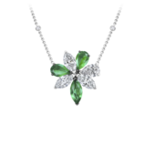 Колье с изумрудами и бриллиантами, белое золото