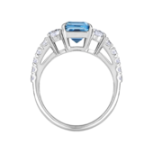 Кольцо с аквамарином и бриллиантами, белое золото