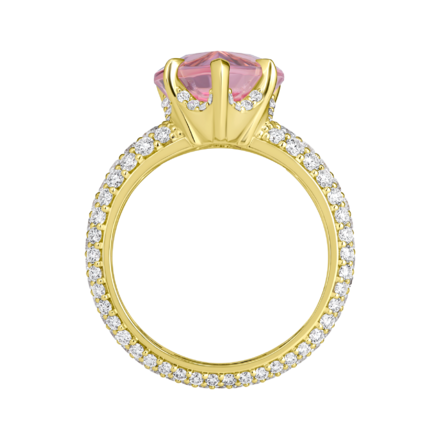 Кольцо с морганитом и бриллиантами, жёлтое золото 3