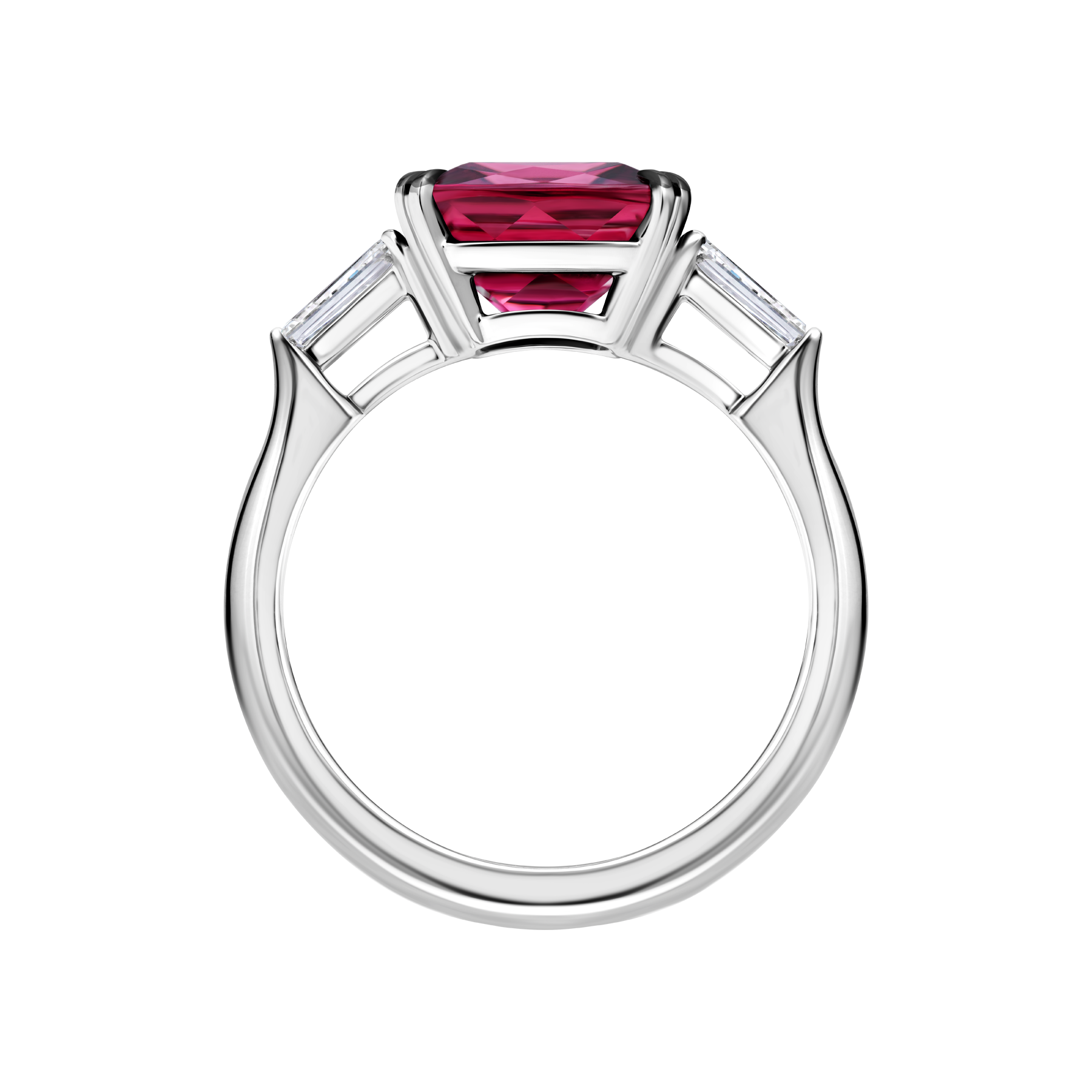 Кольцо с турмалином рубеллитом и бриллиантами, белое золото