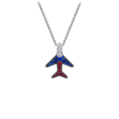 Колье с бриллиантами, рубинами и сапфирами, белое золото