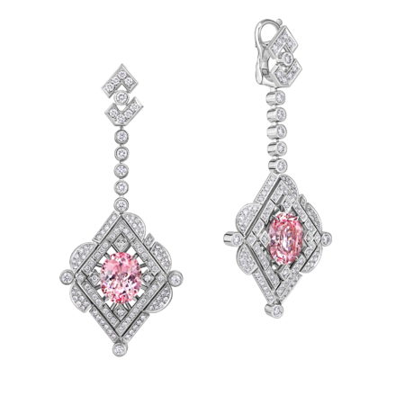 Серьги с морганитами и бриллиантами, белое золото