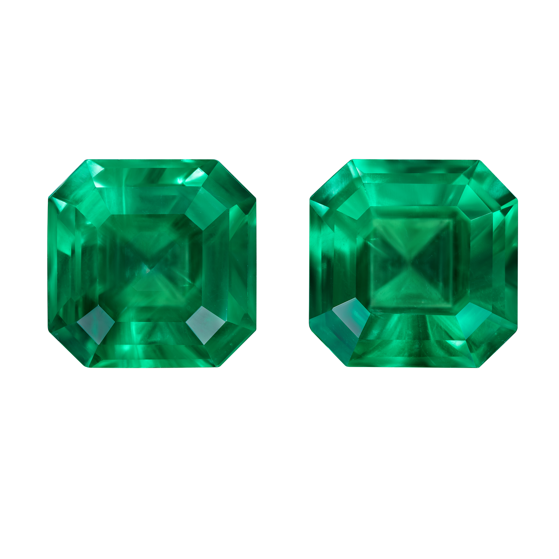 Сет из двух изумрудов Muzo Green, COLOMBIA, Октагон, 9,05ct /8,13ct