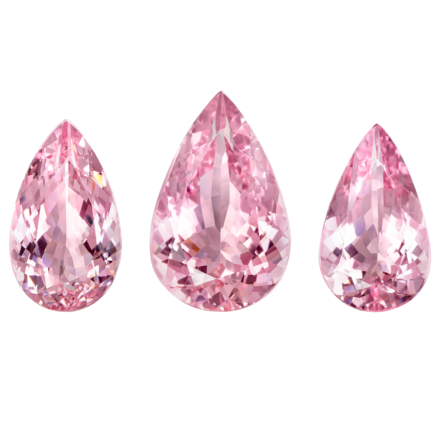 Сет из трех морганитов, Груша, 8,84, 14,34 и 7,2 ct 1