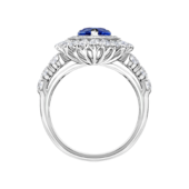 Кольцо с сапфиром и бриллиантами, белое золото