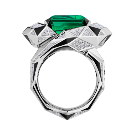 Кольцо с изумрудом и бриллиантами, белое золото 3