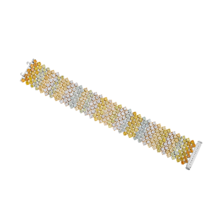 Браслет с бриллиантами, белое, желтое и розовое золото