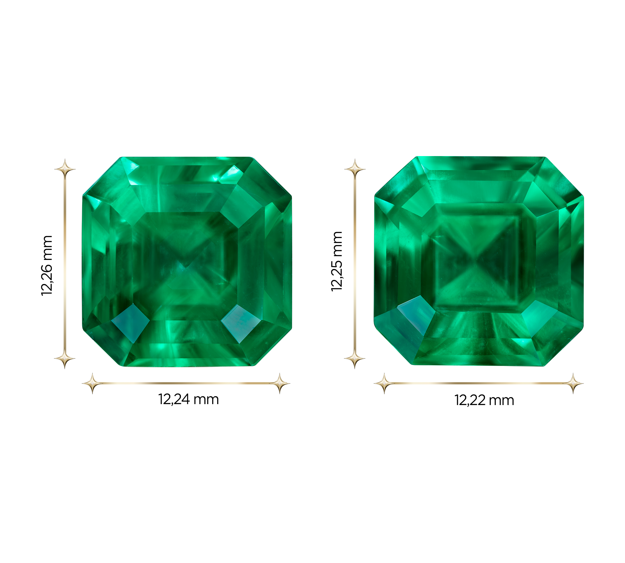 Сет из двух изумрудов Muzo Green, COLOMBIA, Октагон, 9,05ct /8,13ct