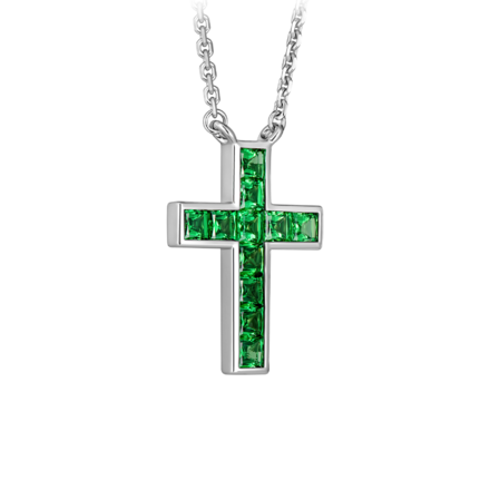 Колье с тсаворитами, белое золото 2