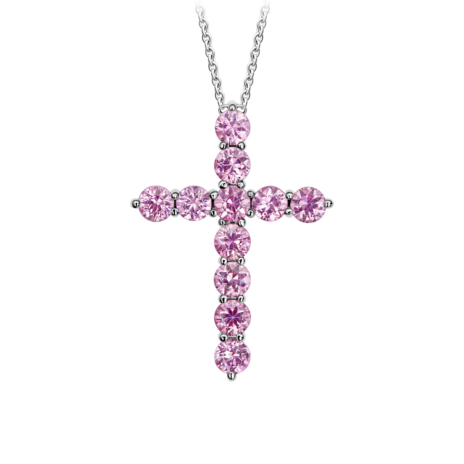 Колье с розовыми сапфирами, белое золото