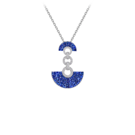 Подвес с сапфирами и бриллиантами, белое золото