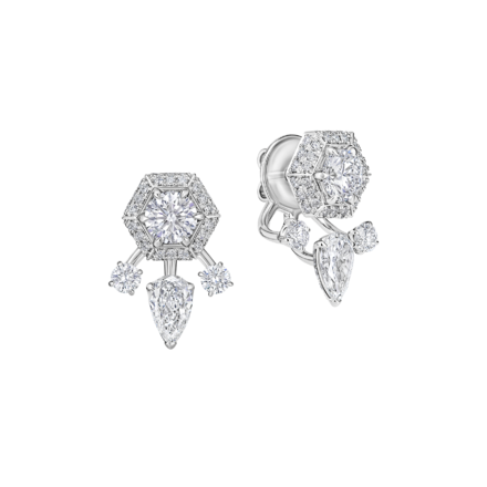 Пусеты - джекеты с бриллиантами, белое золото