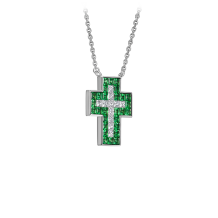 Колье с тсаворитами и бриллиантами, белое золото 2