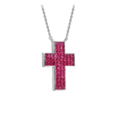 Колье с рубинами, белое золото