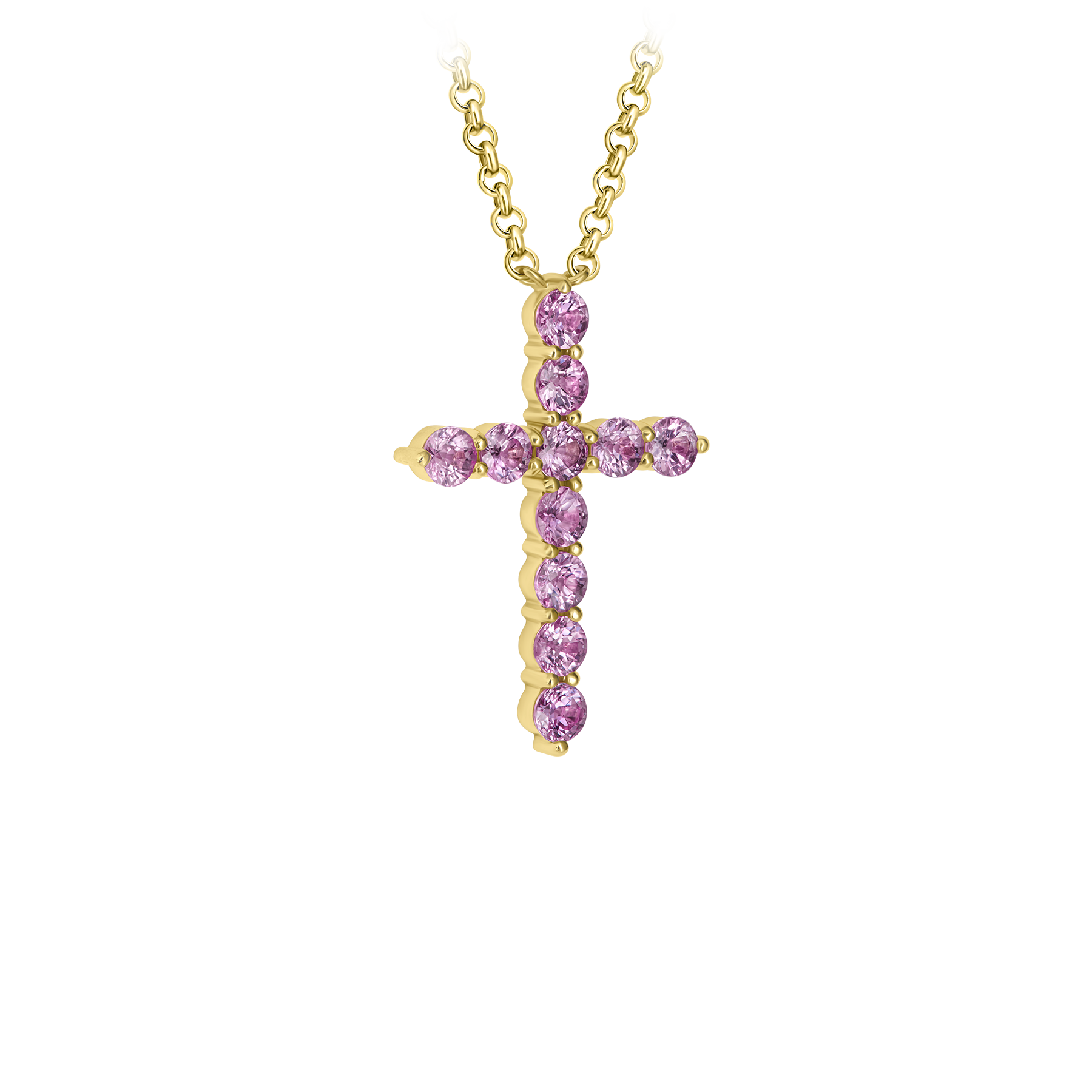 Колье с розовыми сапфирами, желтое золото