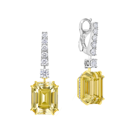 Серьги с гелиодорами и бриллиантами, белое золото