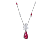 Колье с турмалинами рубеллитами, рубинами и бриллиантами, белое золото