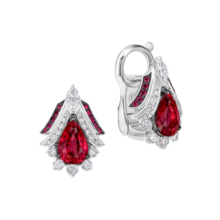 Серьги с рубинами и бриллиантами, белое золото