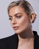 Серьги с сапфирами и бриллиантами, белое золото