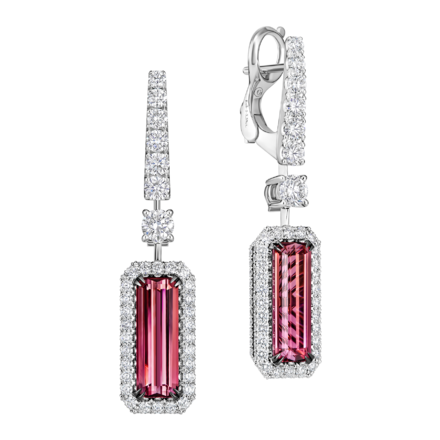 Серьги с турмалинами рубеллитами и бриллиантами, белое золото 1