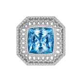 Кольцо с аквамарином и бриллиантами, белое золото