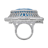 Кольцо с аквамарином и бриллиантами, белое золото