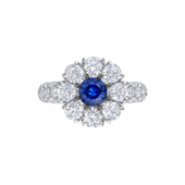 Кольцо с сапфиром и бриллиантами, белое золото